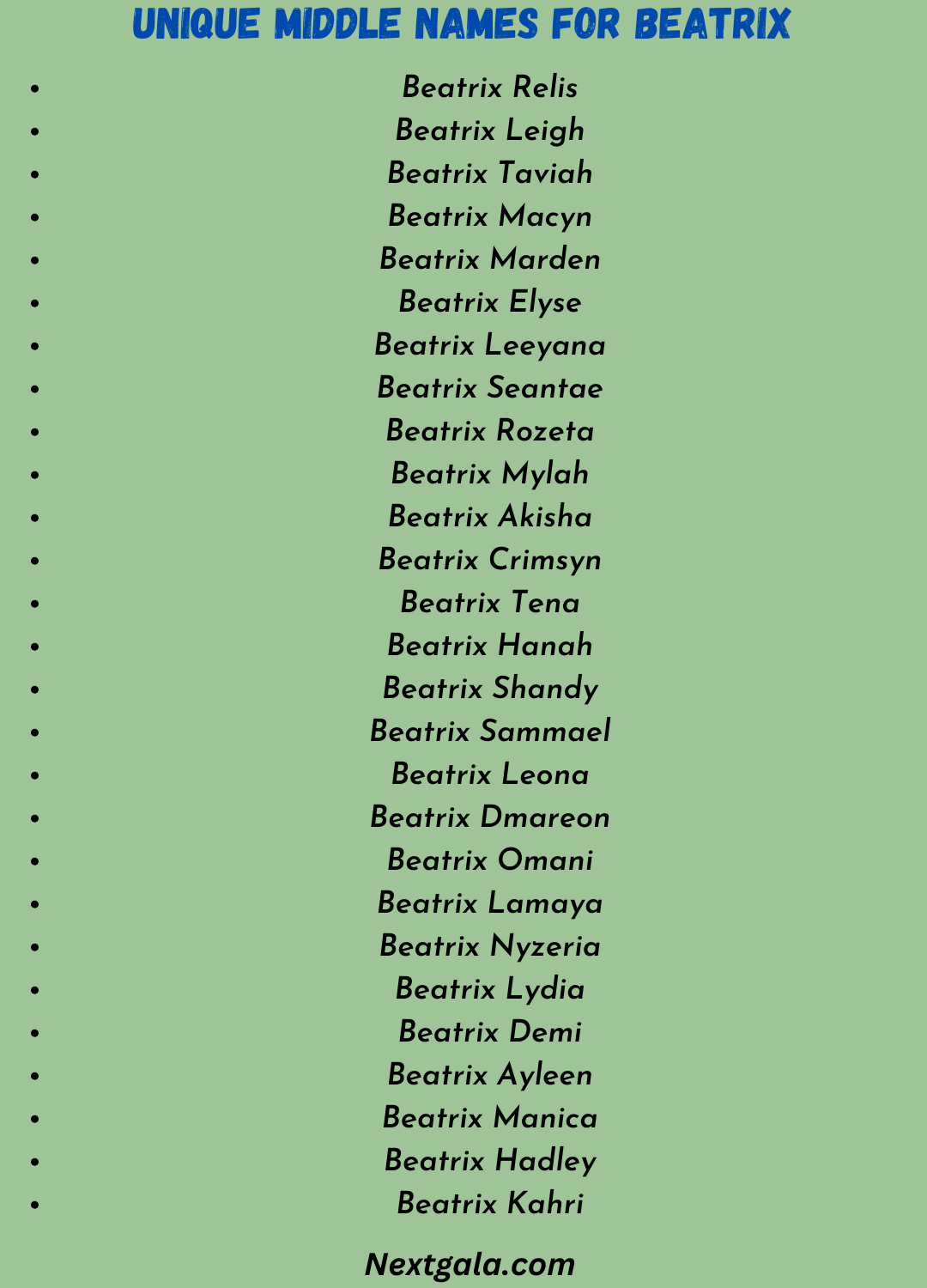 Unique Middle Names for Beatrix