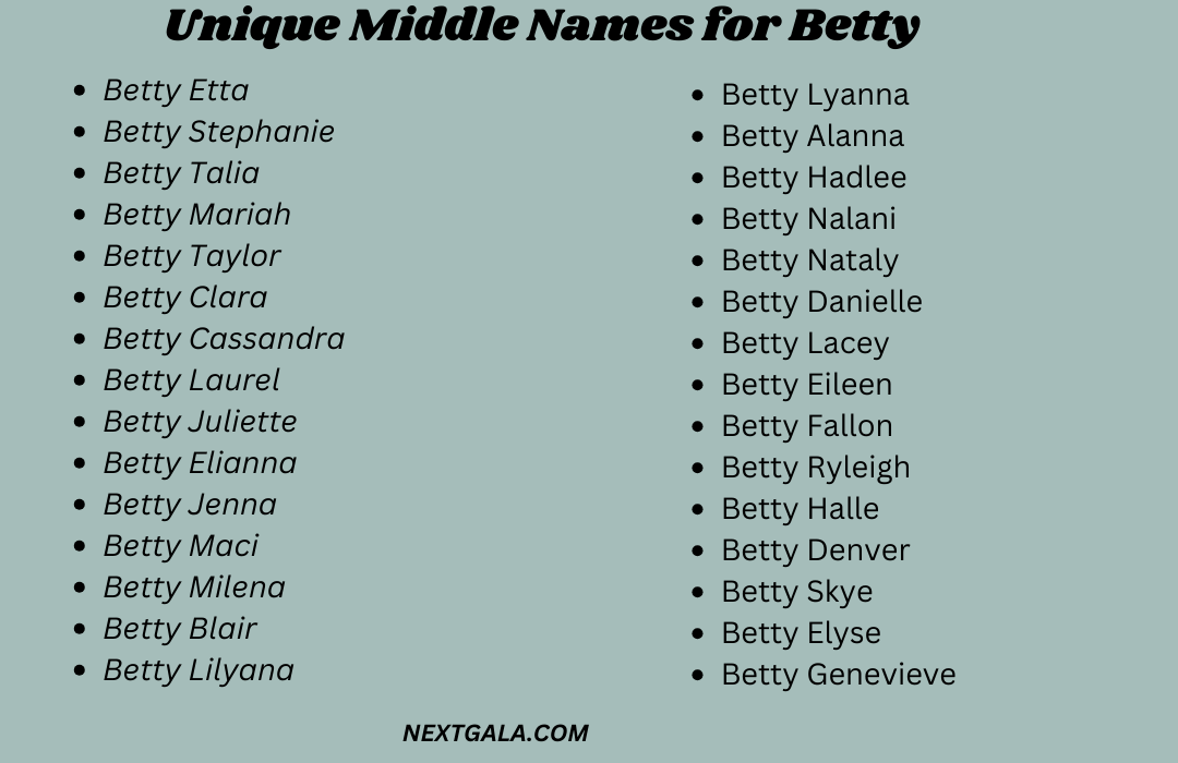 Middle Names for Betty 
