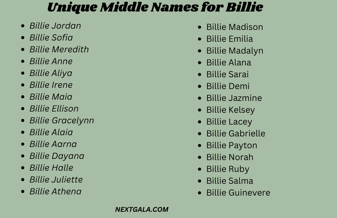 Middle Names for Billie 