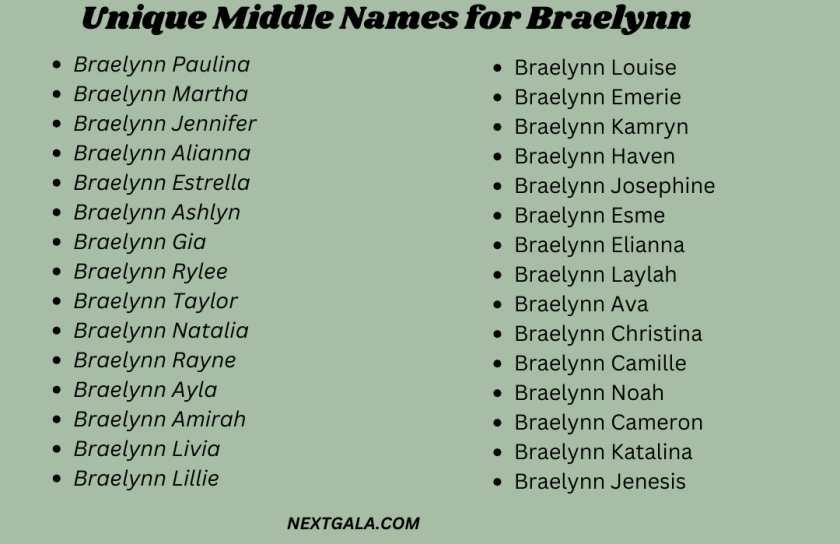 Middle Names for Braelynn 
