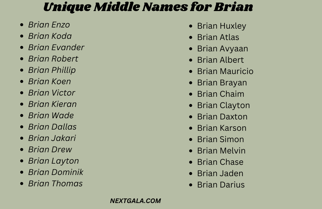 Middle Names for Brian 