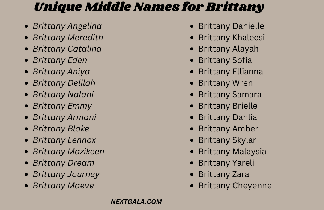 Middle Names for Brittany 