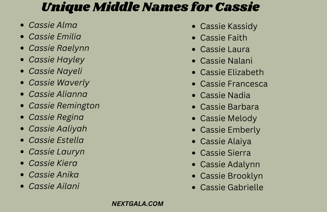 Middle Names for Cassie 