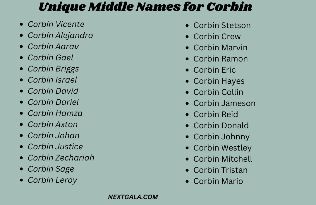Middle Names for Corbin 