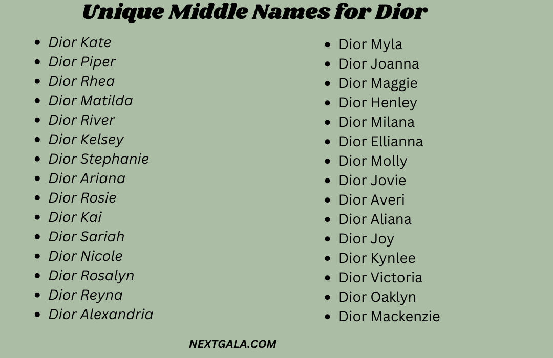 Middle Names for Dior 