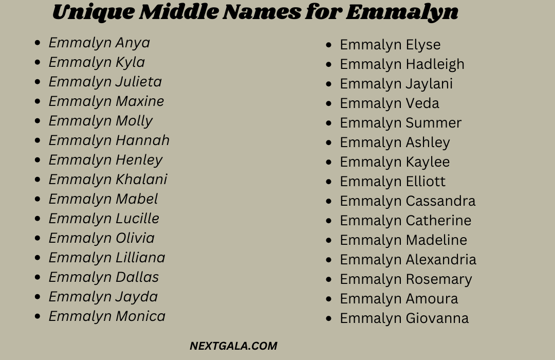 Middle Names for Emmalyn 