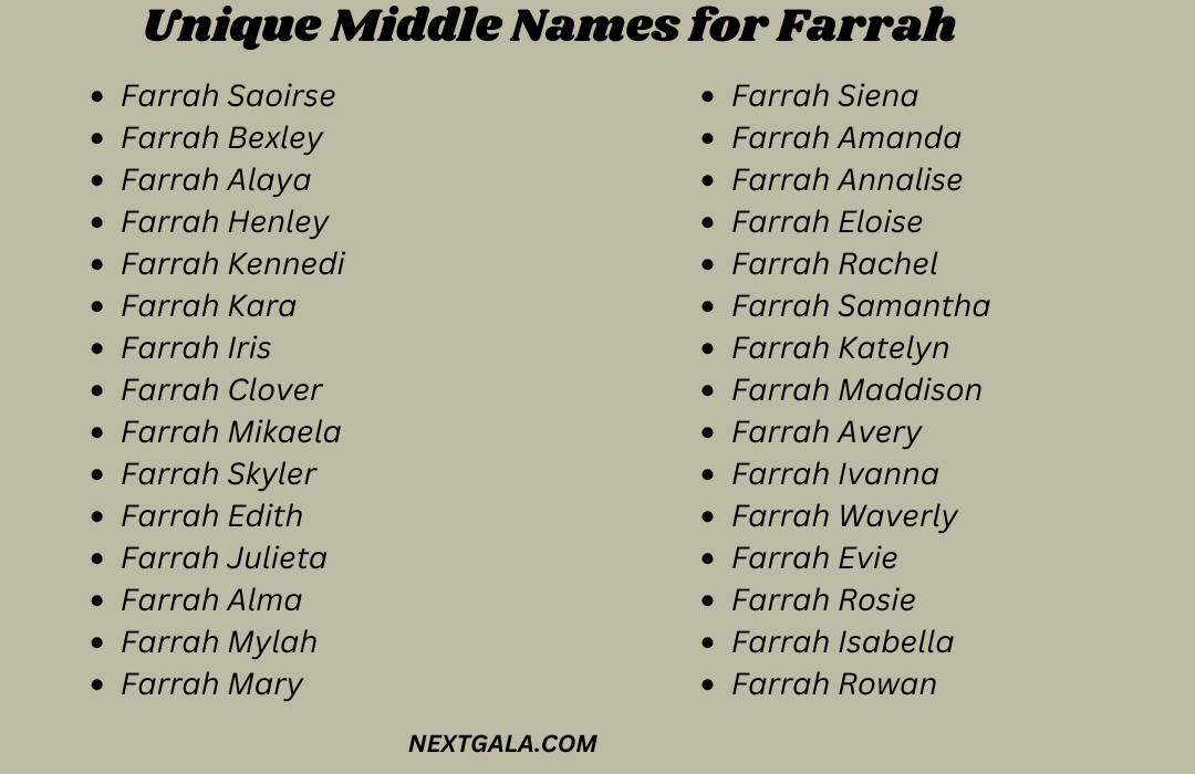 Middle Names for Farrah 