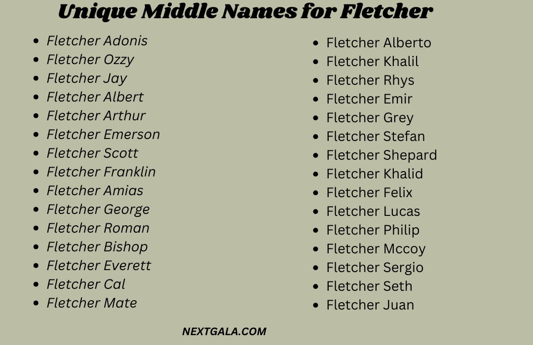  Middle Names for Fletcher 