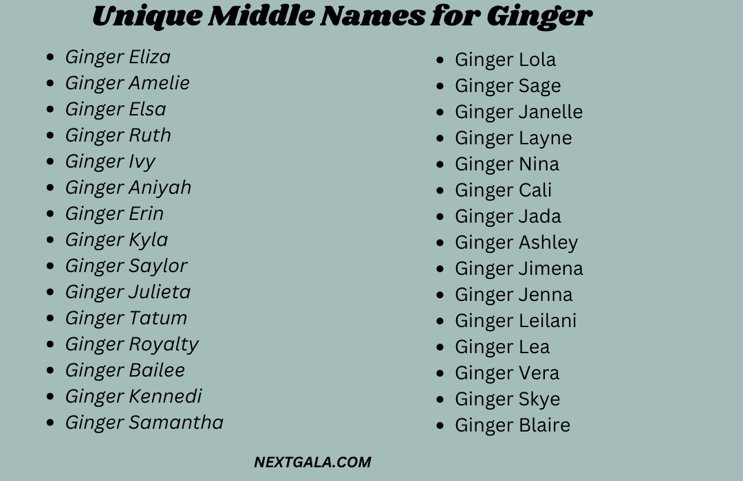 Middle Names for Ginger 