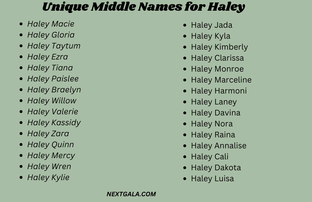 Middle Names for Haley 