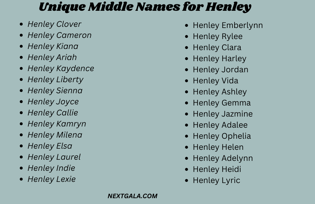 Middle Names for Henley 