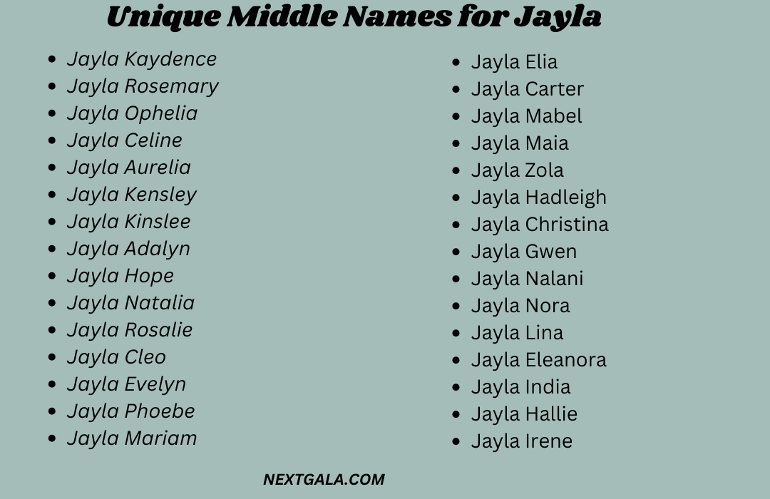 Middle Names for Jayla 