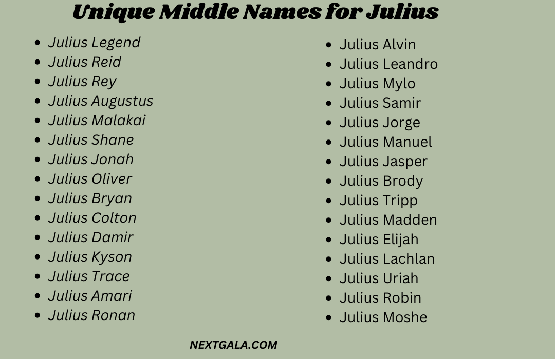 Middle Names for Julius 