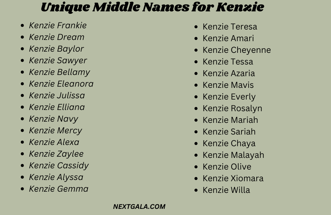 Middle Names for Kenzie 
