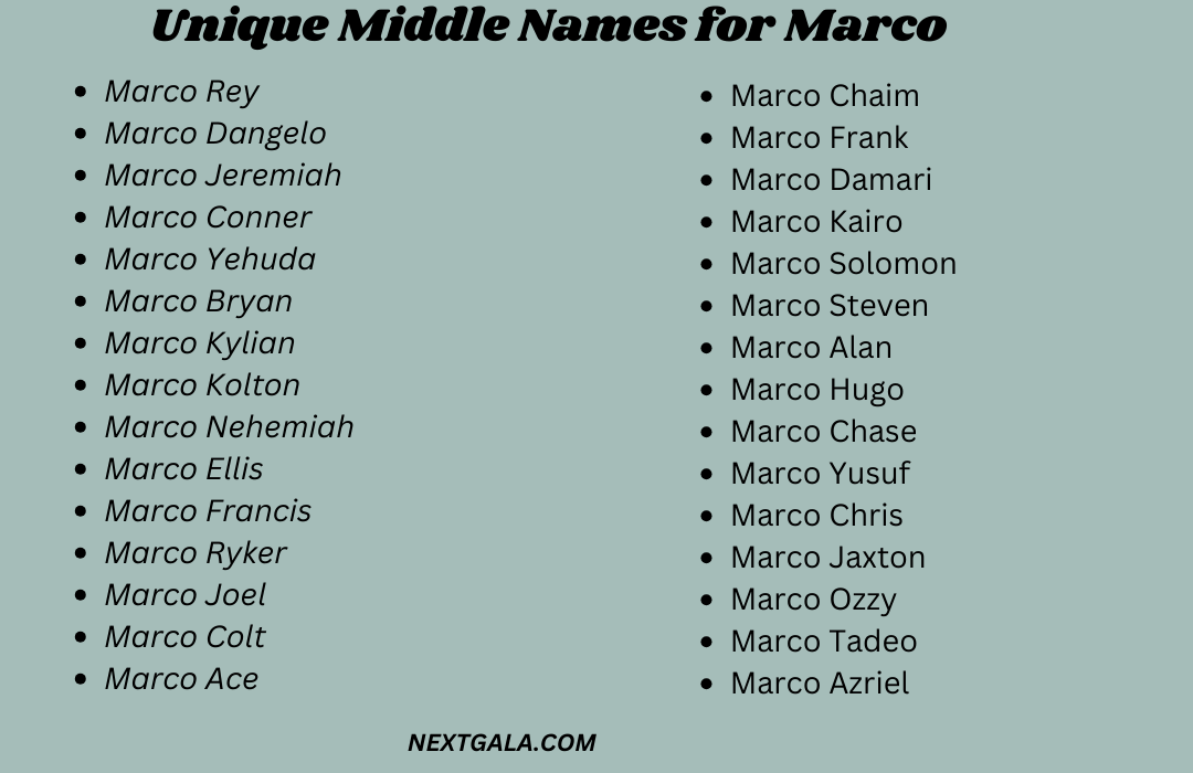 Middle Names for Marco 