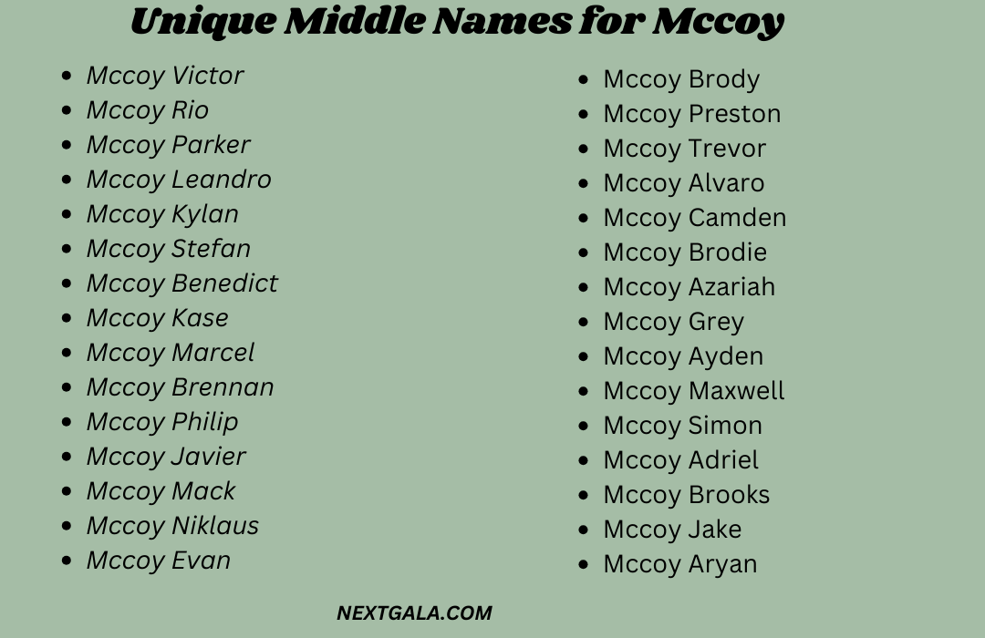 Middle Names for Mccoy