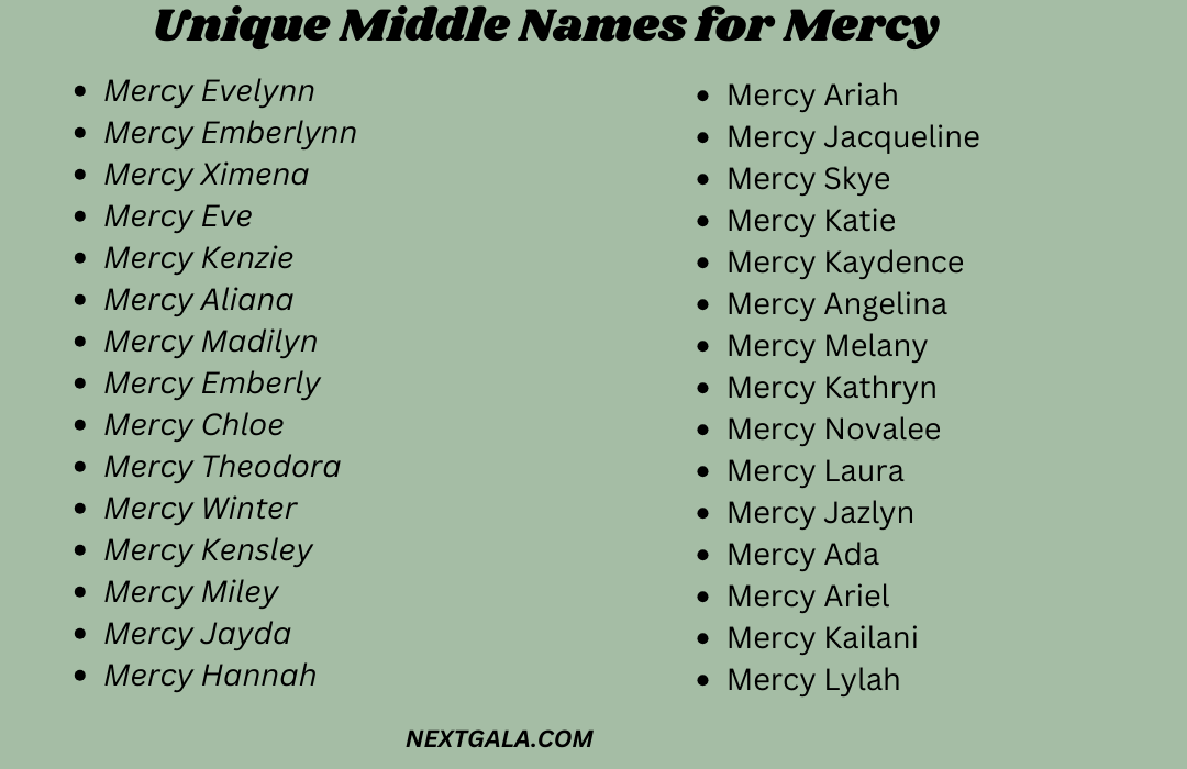Middle Names for Mercy 