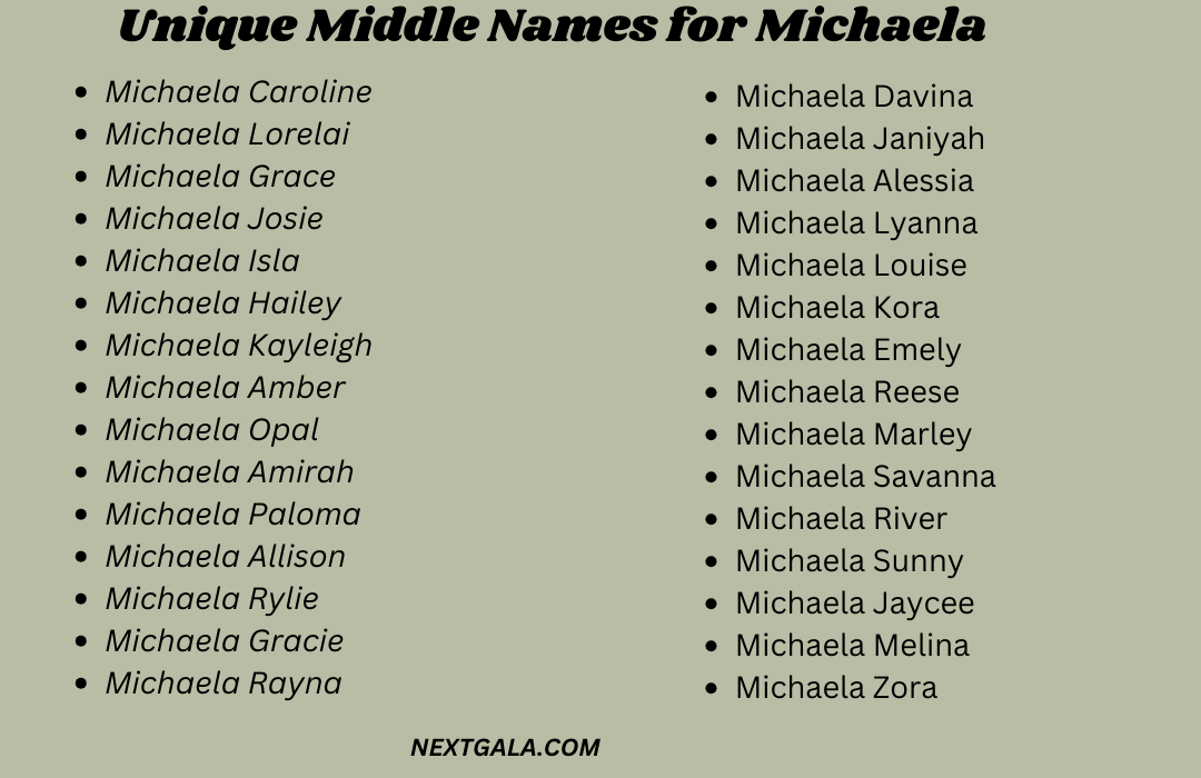 Middle Names for Michaela 
