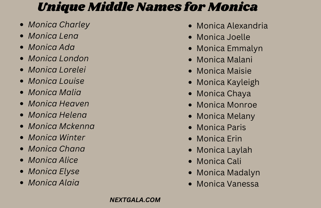 Middle Names for Monica 