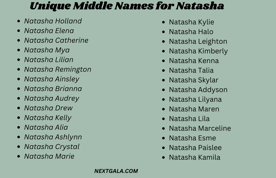 Middle Names for Natasha 