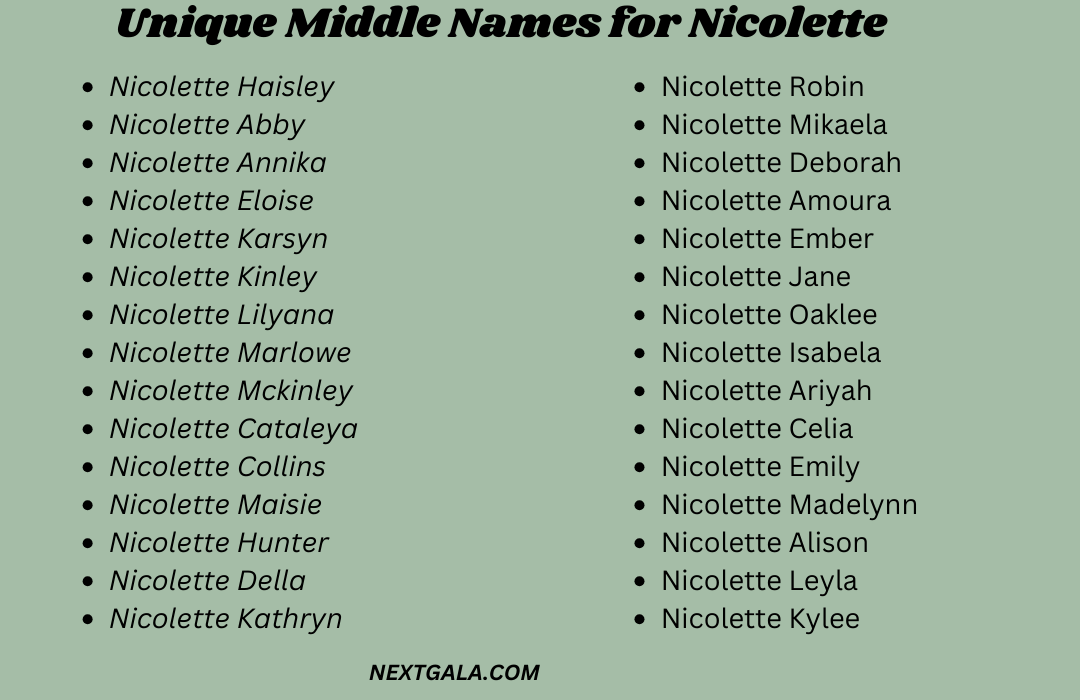 Middle Names for Nicolette