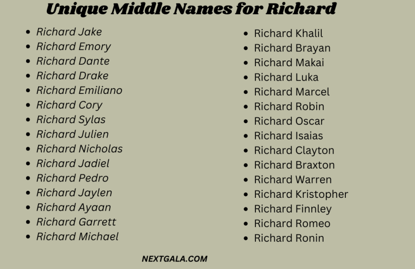 Middle Names for Richard 