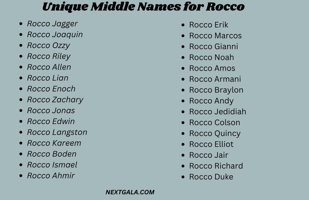 Middle Names for Rocco