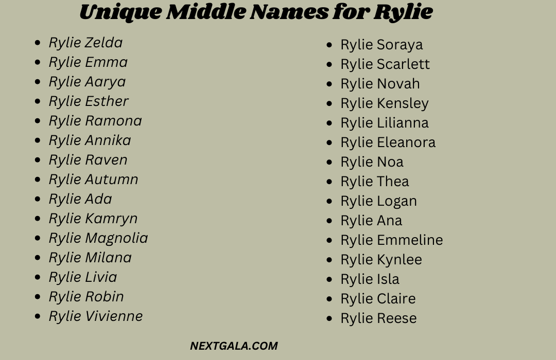 Middle Names for Rylie 
