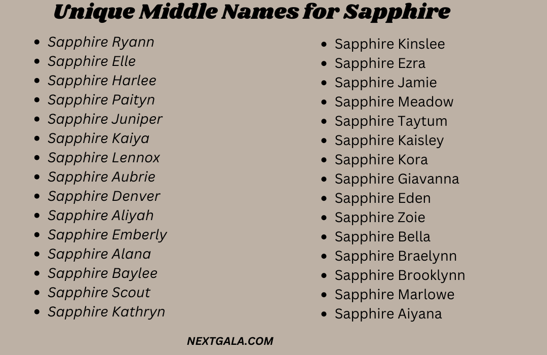 Middle Names for Sapphire 