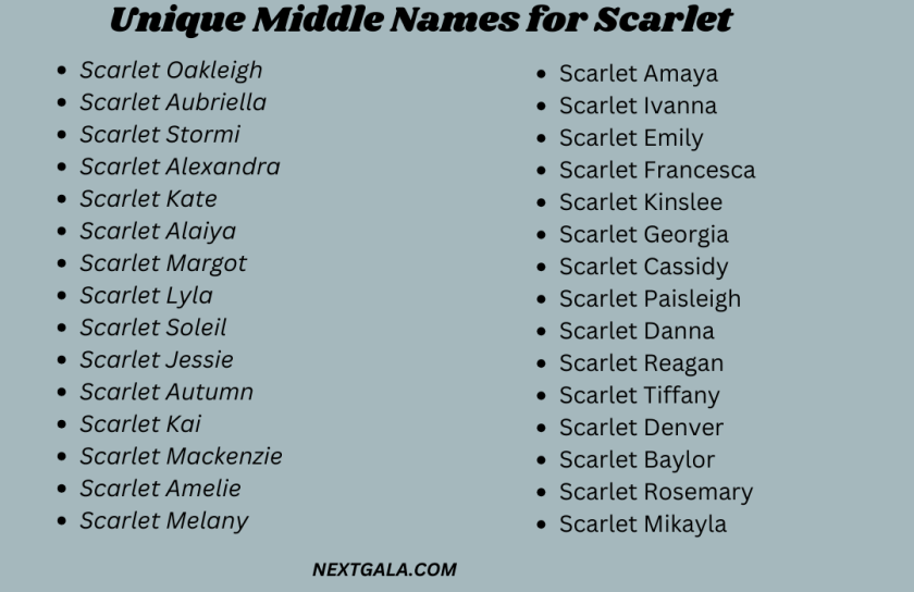 Middle Names for Scarlet 