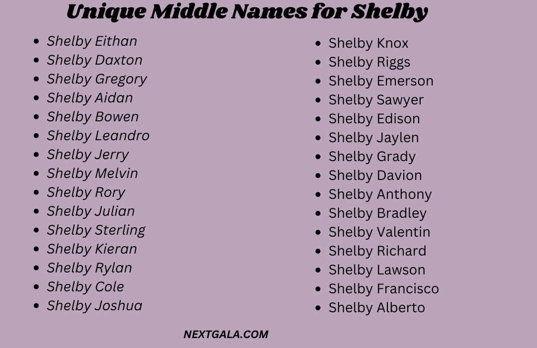 Middle Names for Shelby 
