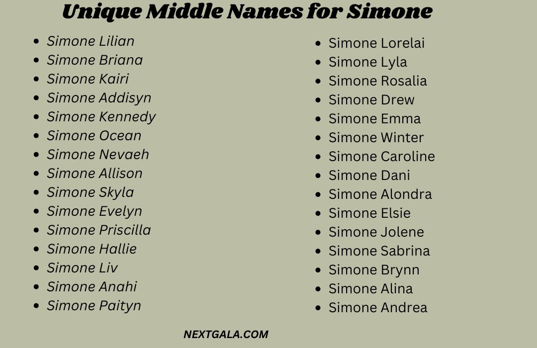 Middle Names for Simone 