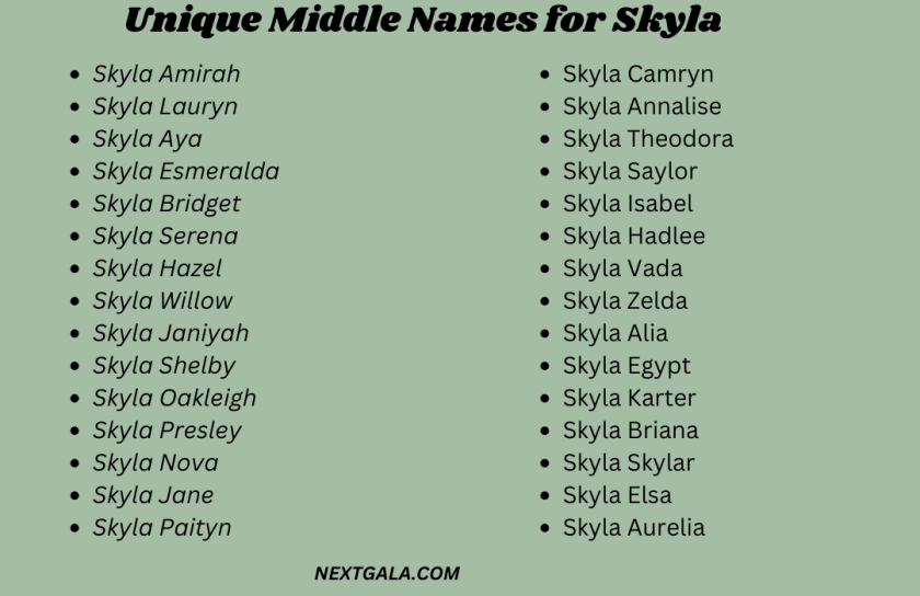 Middle Names for Skyla 