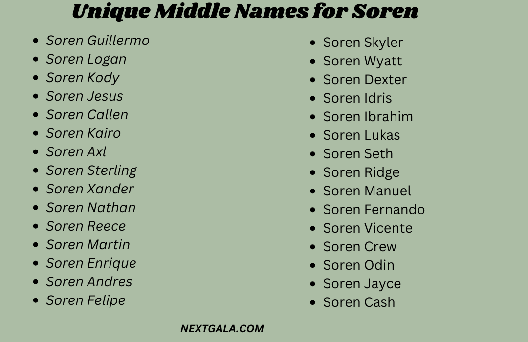 Middle Names for Soren