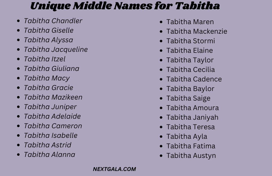 Middle Names for Tabitha 