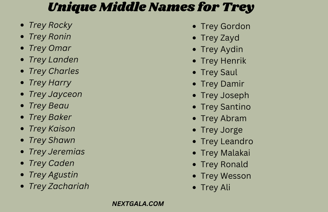 Middle Names for Trey 