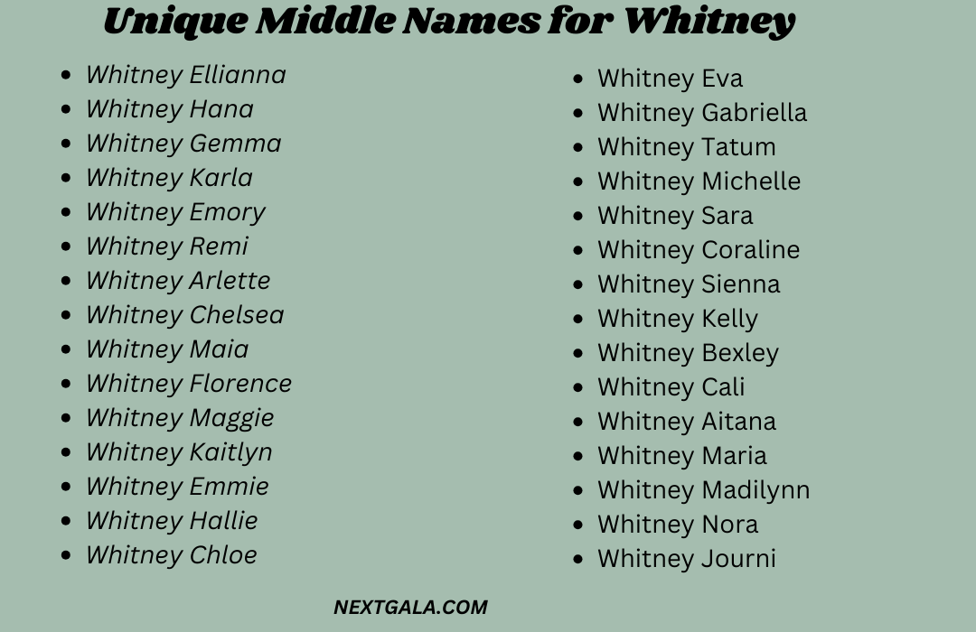 Middle Names for Whitney 