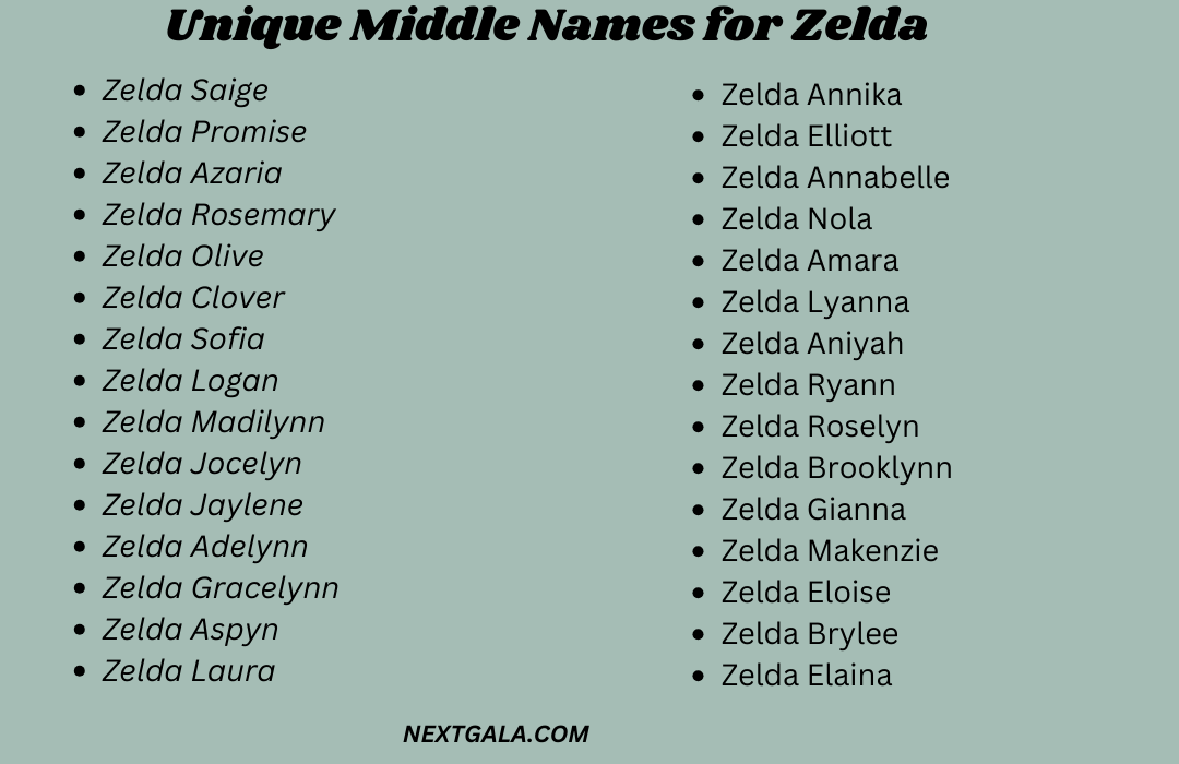 Middle Names for Zelda
