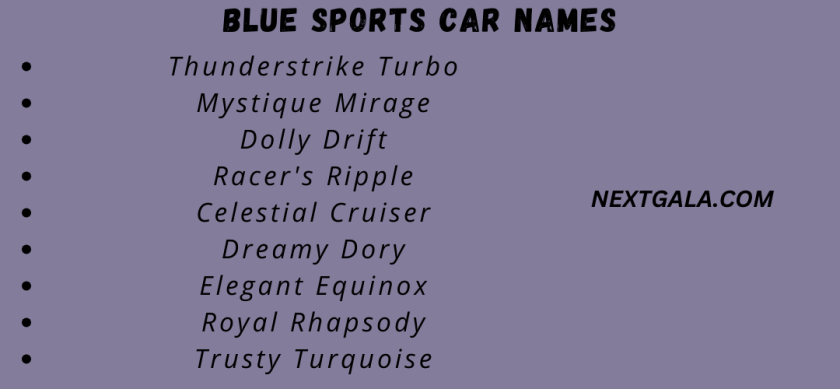 Blue Sports Car Names