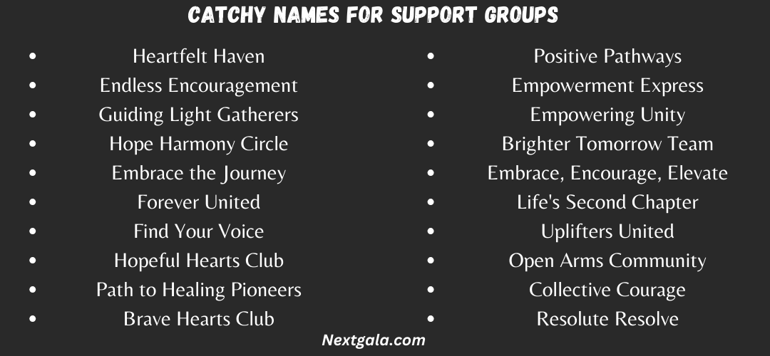 Catchy Names for Support Groups