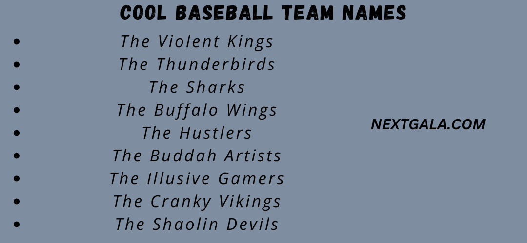 Cool Baseball Team Names