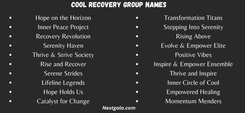 Cool Recovery Group Names
