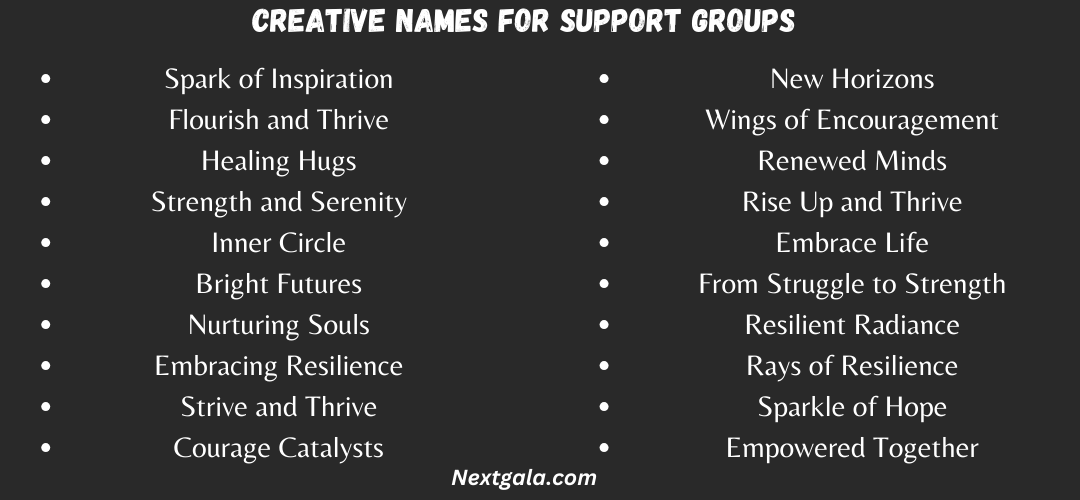 Creative Names for Support Groups