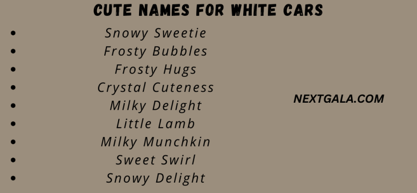 Cute Names for White Cars