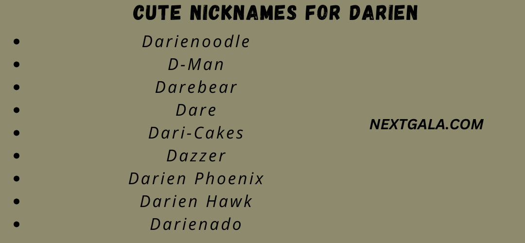 Cute Nicknames for Darien