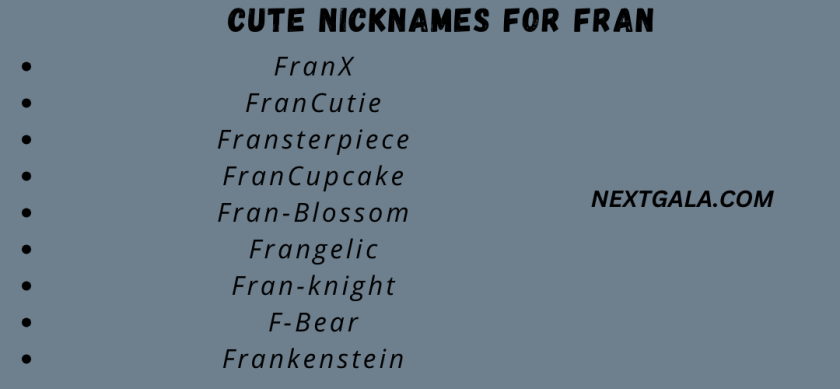 Cute Nicknames for Fran