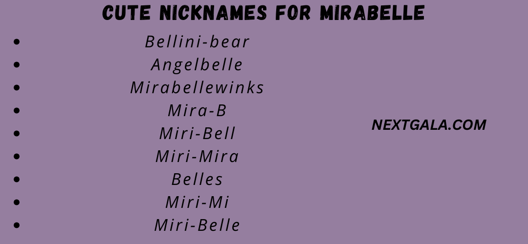 Cute Nicknames for Mirabelle