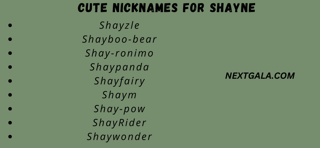 Cute Nicknames for Shayne