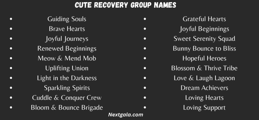 Cute Recovery Group Names