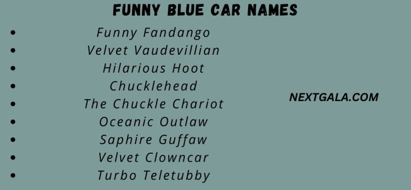 Funny Blue Car Names